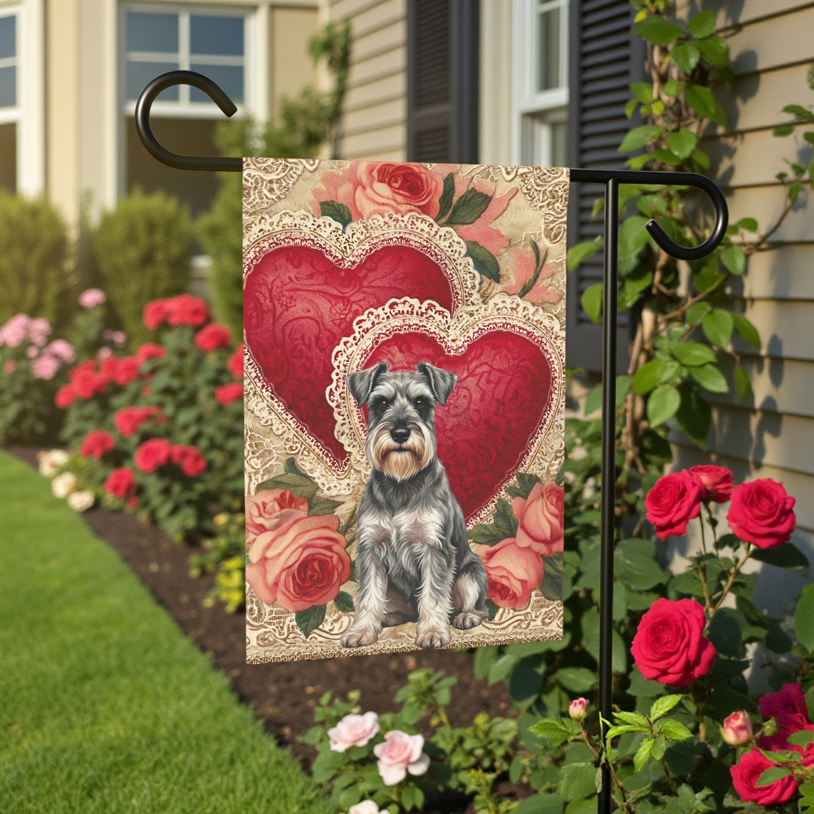 Two Heart Schnauzer Valentine Garden Flag - Image 6
