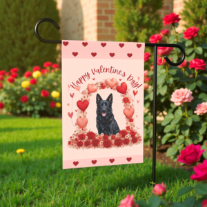 Valentine's Day Black German Shepherd Garden Flag