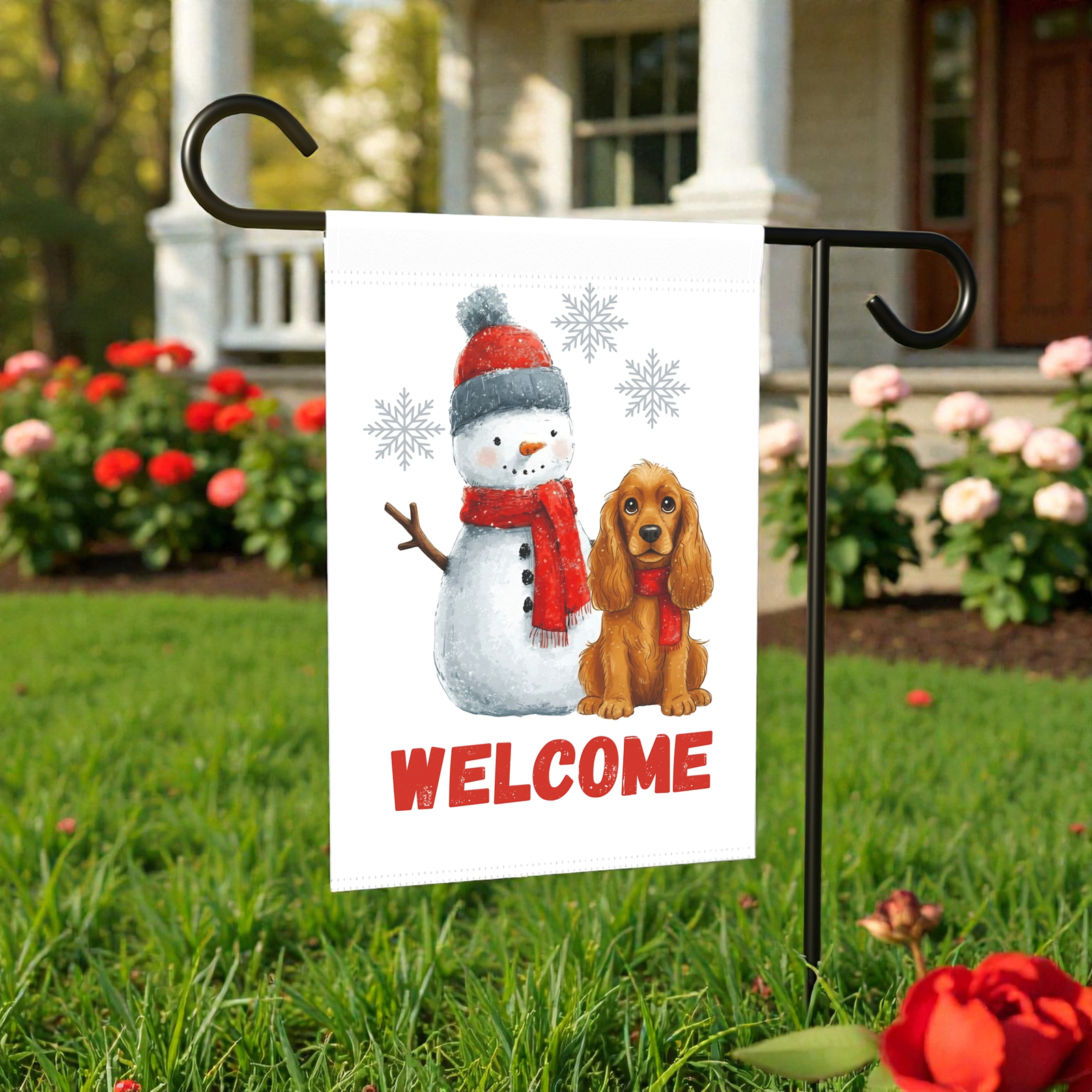 Cocker Spaniel and Snowman Welcome Garden Flag - Image 5