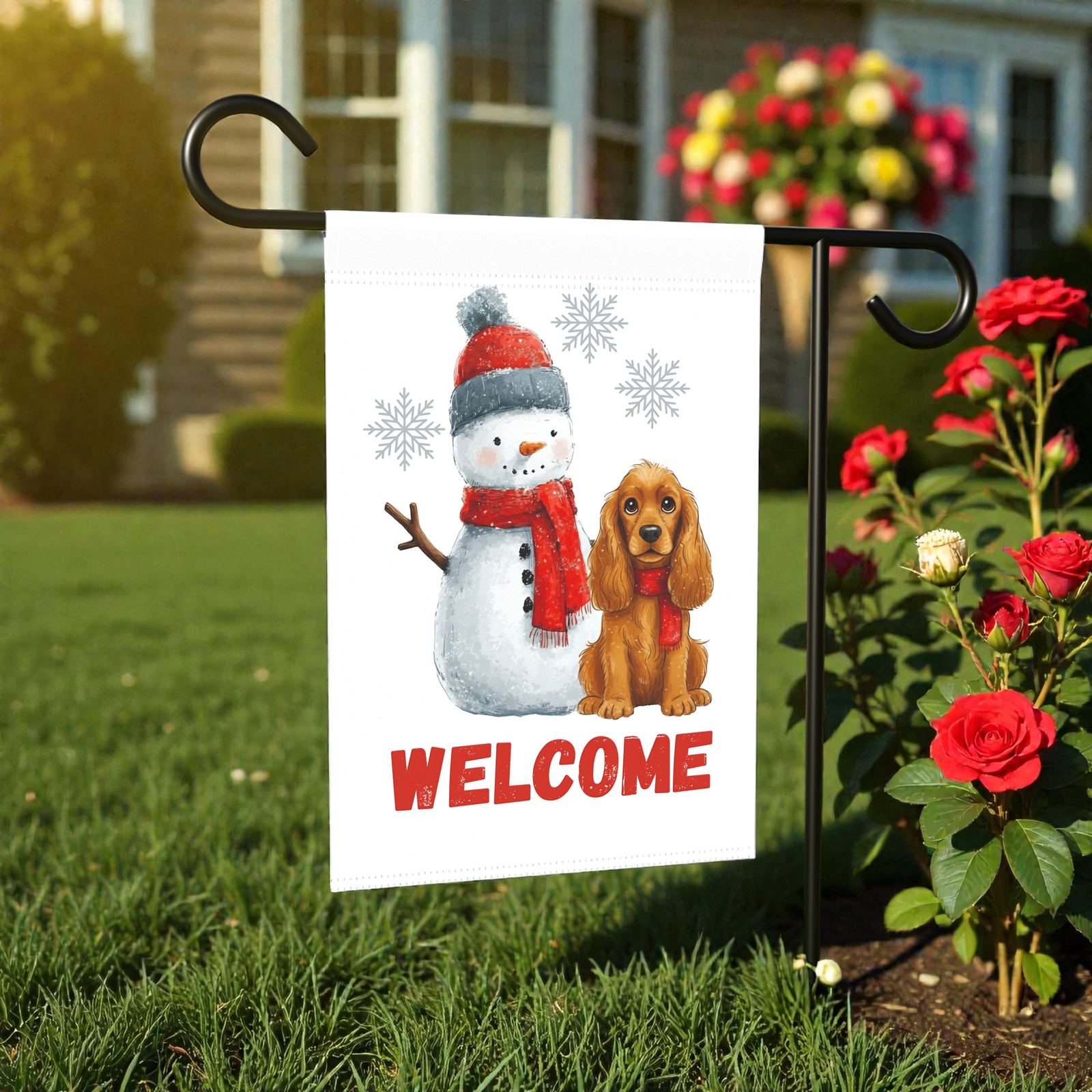 Cocker Spaniel and Snowman Welcome Garden Flag - Image 7
