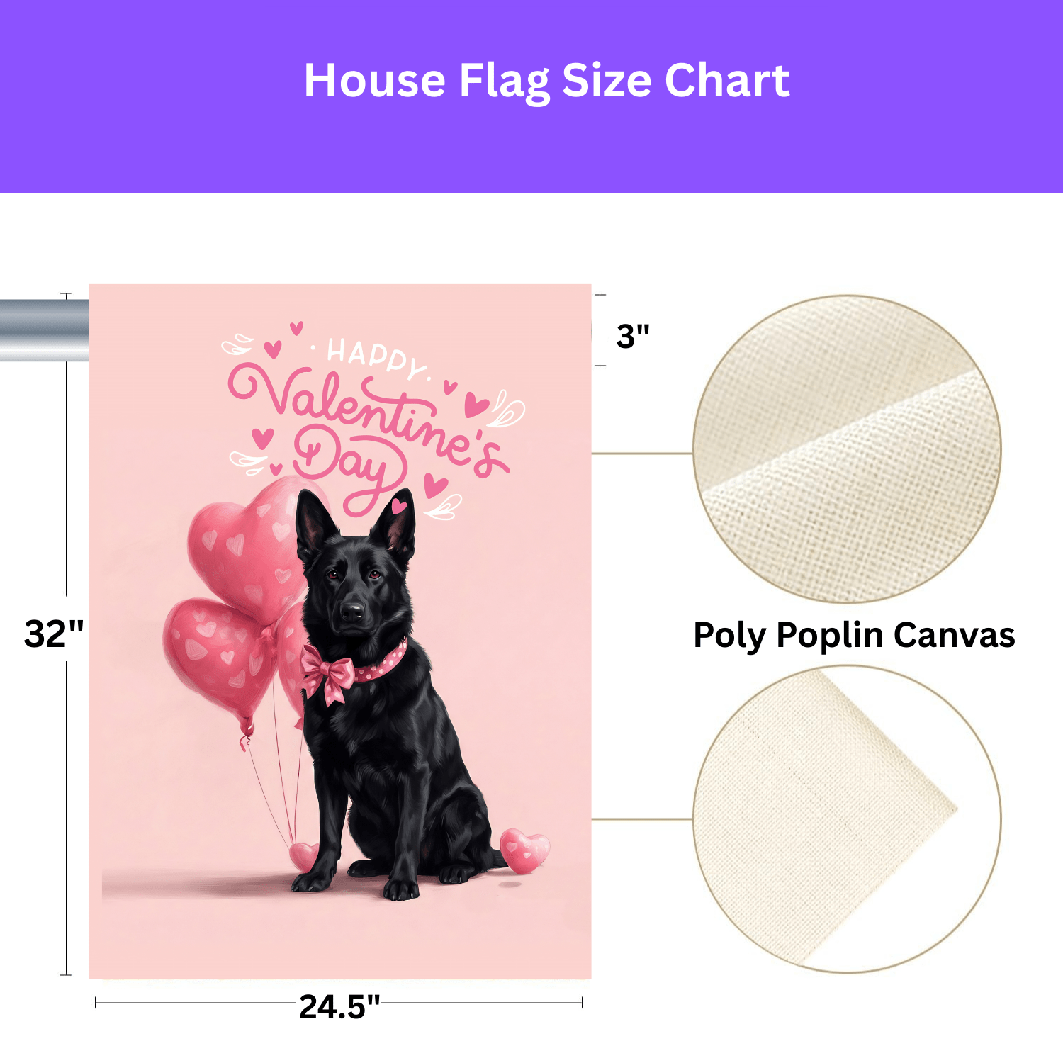 Black German Shepherd Happy Valentine's Day Garden Flag - Image 4