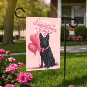Black German Shepherd Happy Valentine's Day Garden Flag