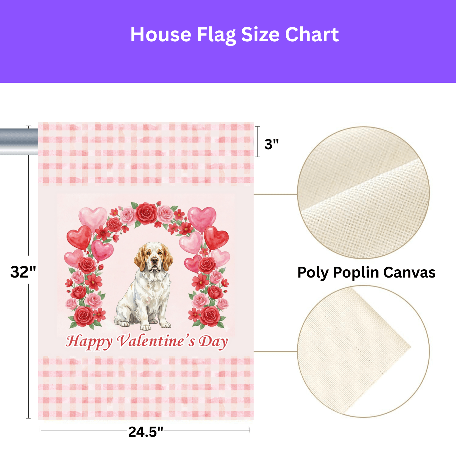 Arch Of Roses Clubber Spaniel Valentine's Day Dog Garden Flag - Image 3