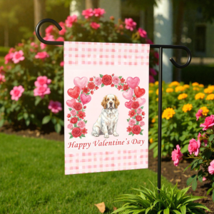 Arch Of Roses Clubber Spaniel Valentine's Day Dog Garden Flag