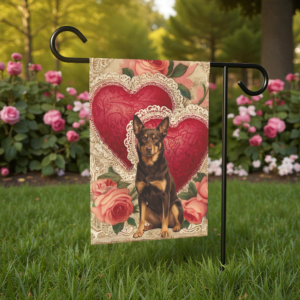 Two Heart Australian Kelpie Valentine Garden Flag