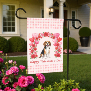 Arch of Roses Beagle Valentine's Day Garden Flag