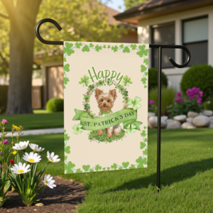 Happy St. Patrick's Day Yorkie Garden Flag