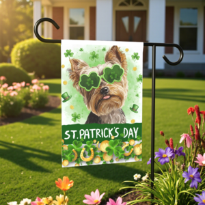 St. Patrick's Day Clover Glasses Yorkie Garden Flag