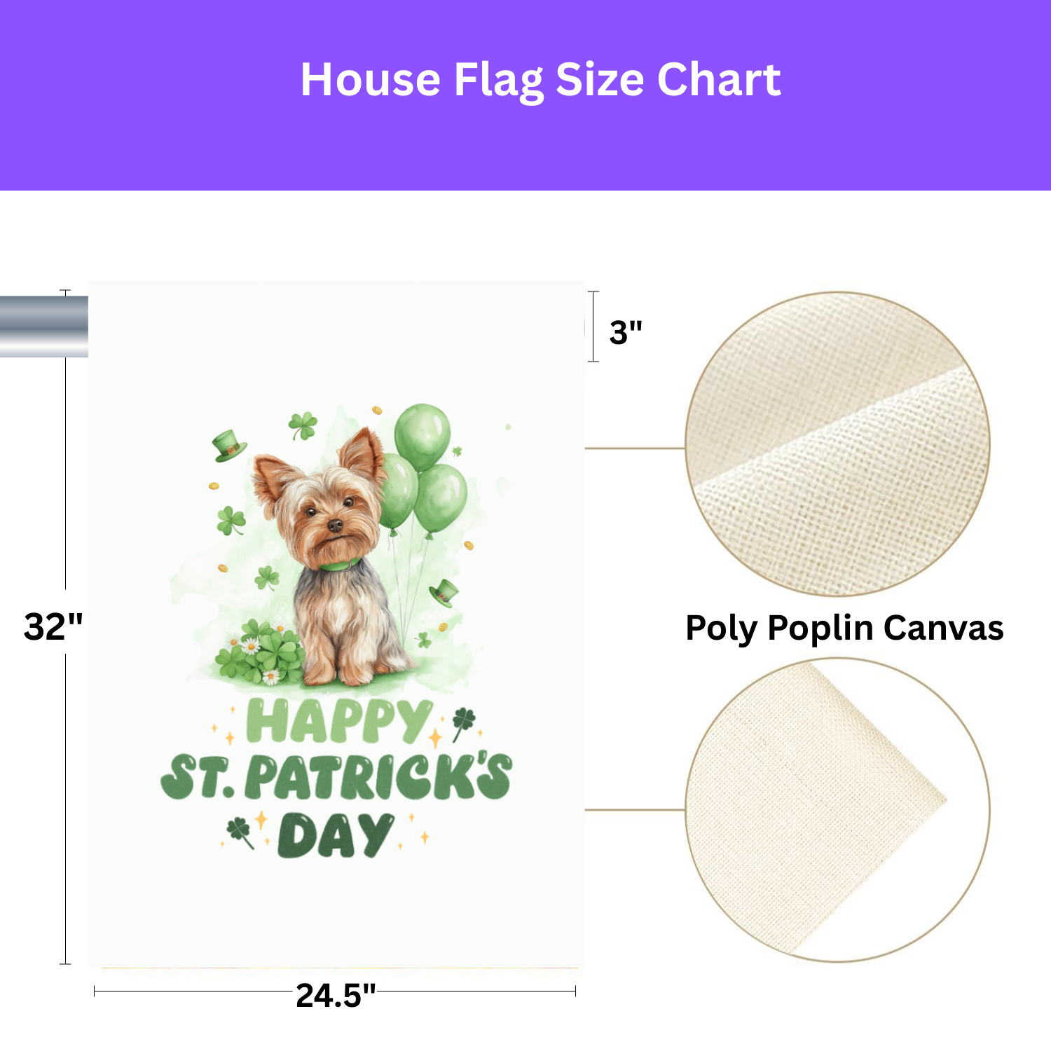 Yorkie Saint Patrick's Day Garden Flag - Image 3