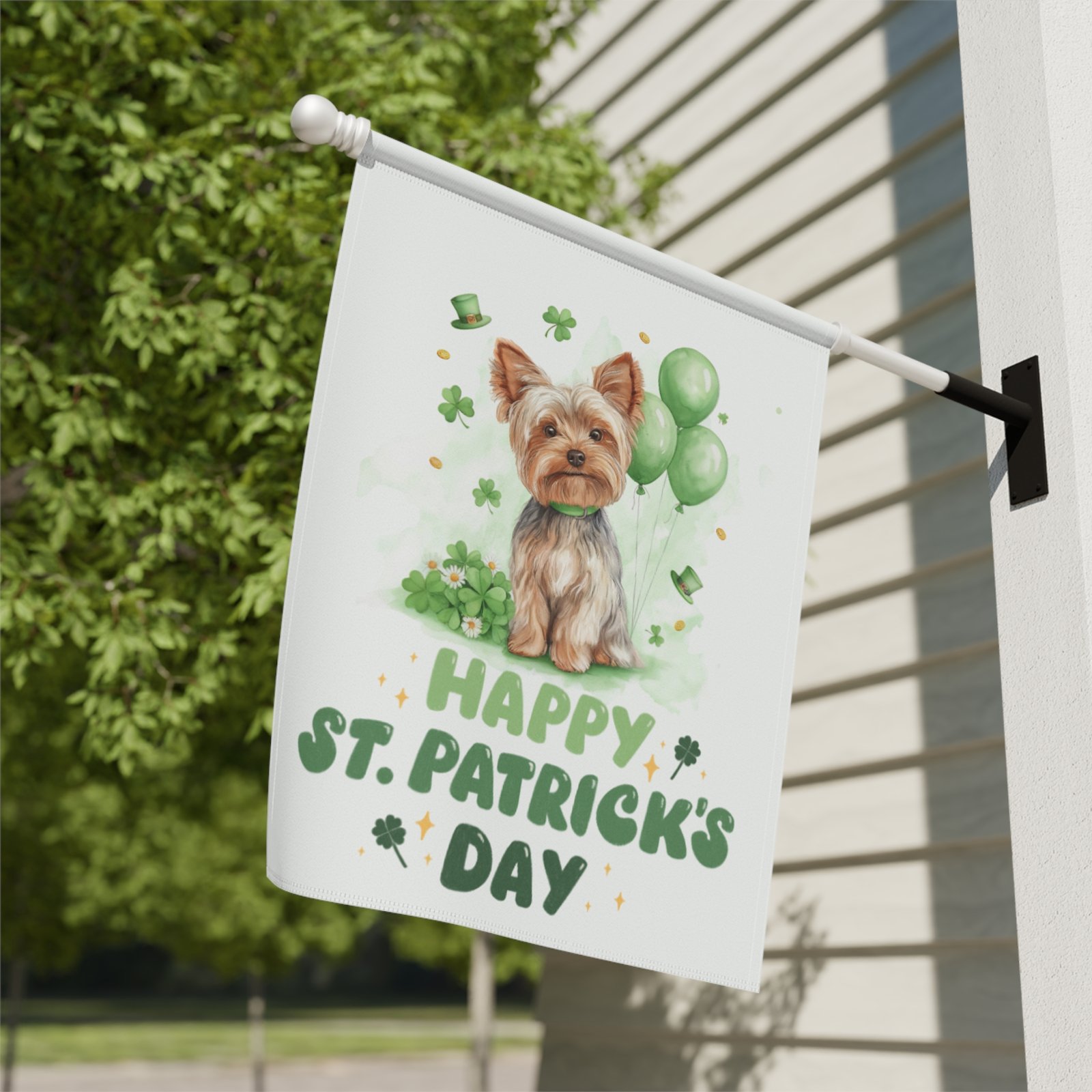 Yorkie Saint Patrick's Day Garden Flag - Image 8