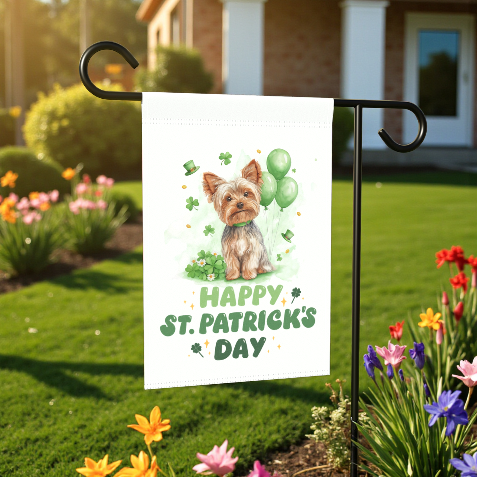 Yorkie Saint Patrick's Day Garden Flag - Image 6