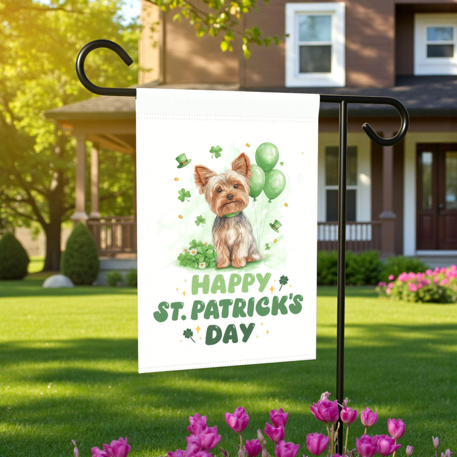 Yorkie Saint Patrick's Day Garden Flag - Image 5