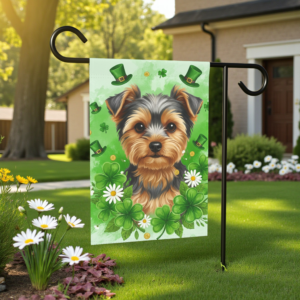 Shamrocks and Yorkie St. Patrick's Day Garden Flag