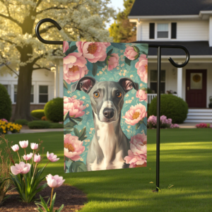 Pink Peony Greyhound Garden Flag