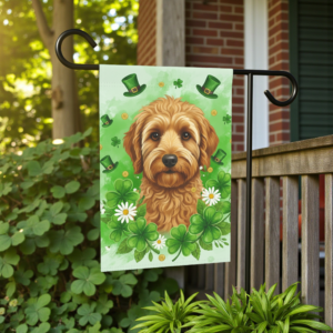Shamrocks and Golden Noodle St. Patricks Day Garden Flag