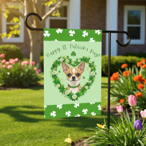 St. Patrick’s Day Shamrock Short Haired Chihuahua Garden Flag