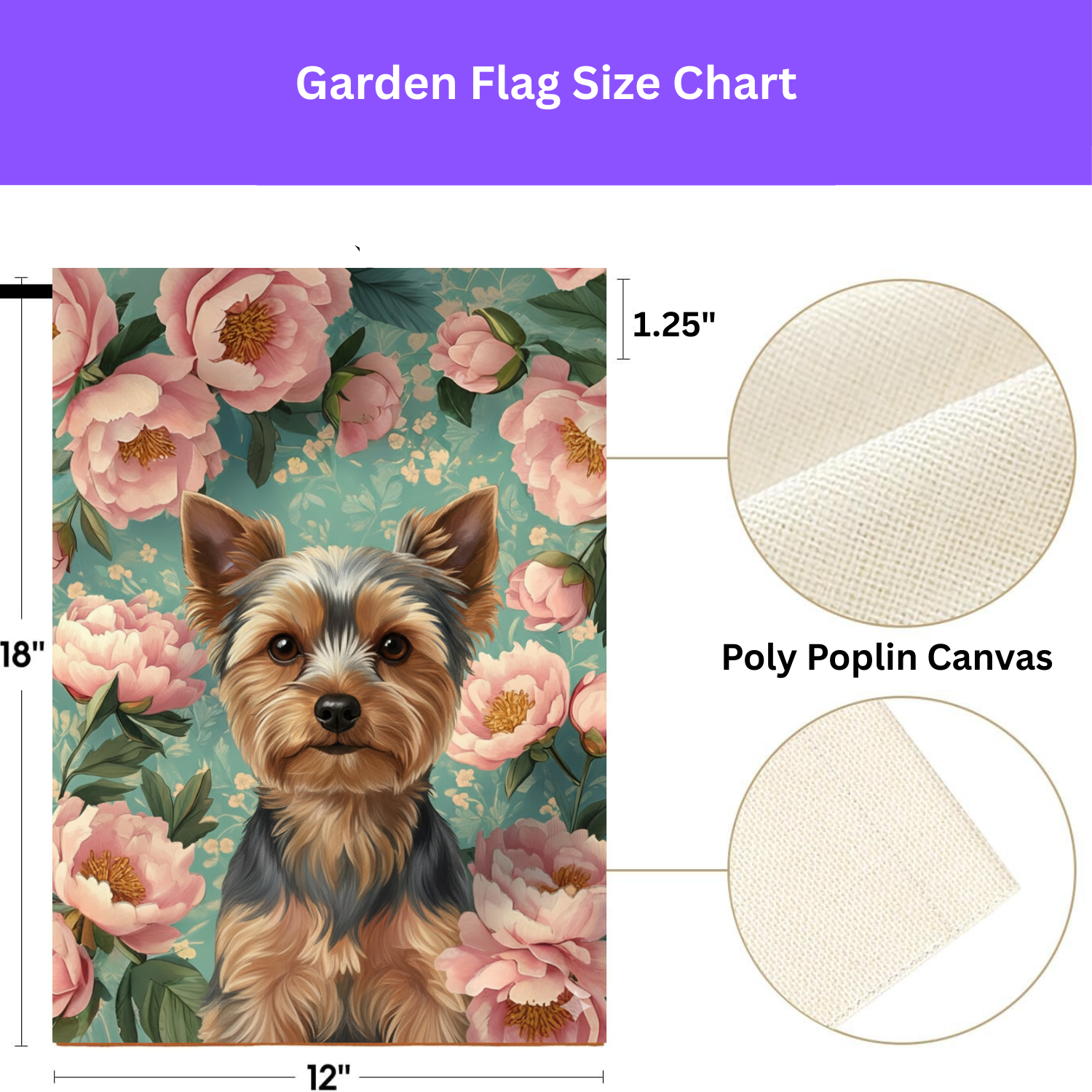 Pink Peony Yorkshire Terrier Garden Flag - Image 4