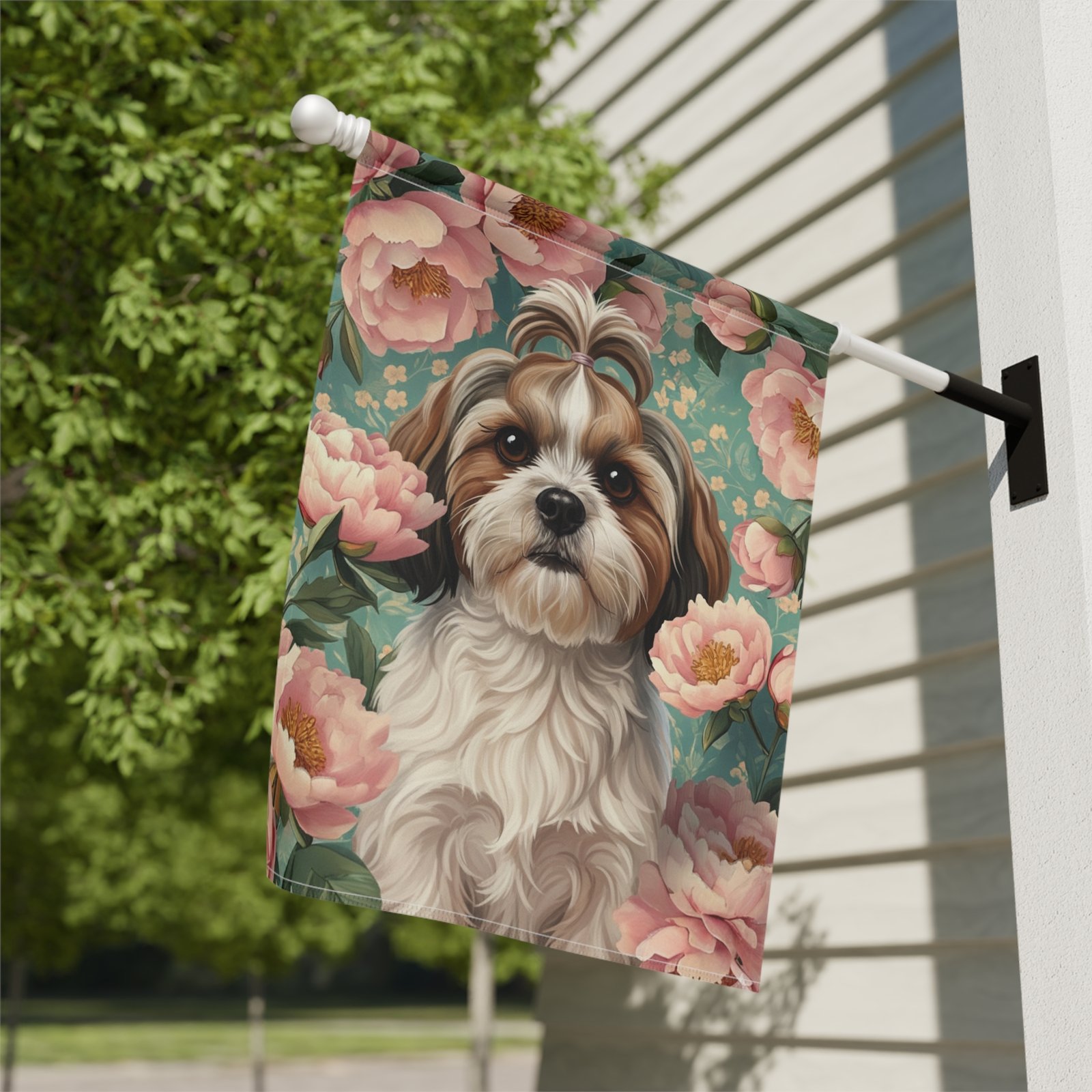 Pink Peony Shih Tzu Garden Flag - Image 8