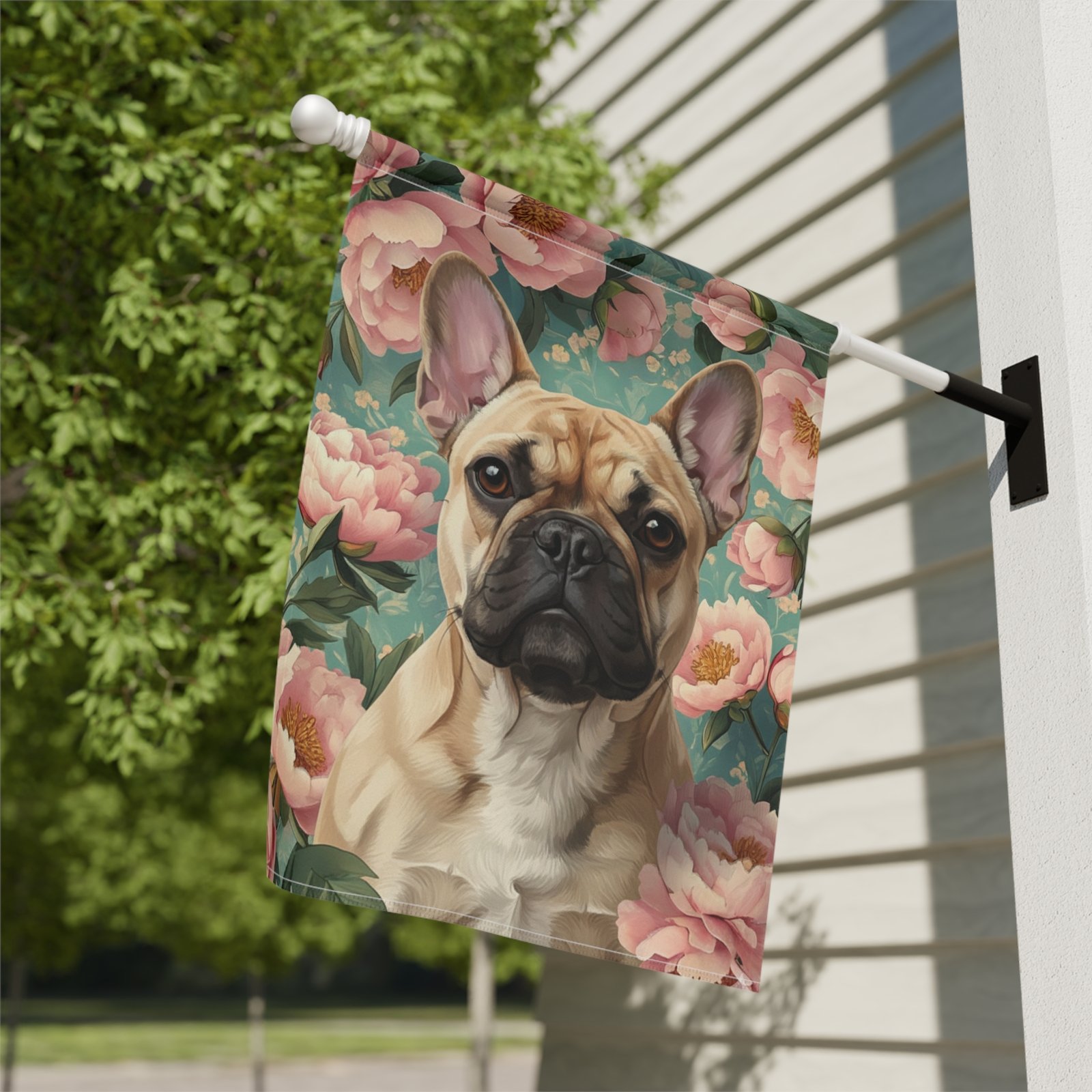 Pink Peony French Bulldog Garden Flag - Image 8