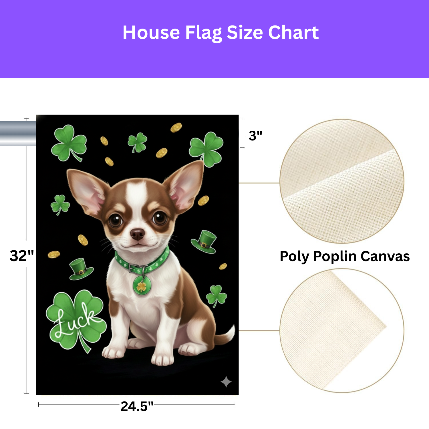 Luck St. Patrick’s Day Chihuahua Garden Flag - Image 3