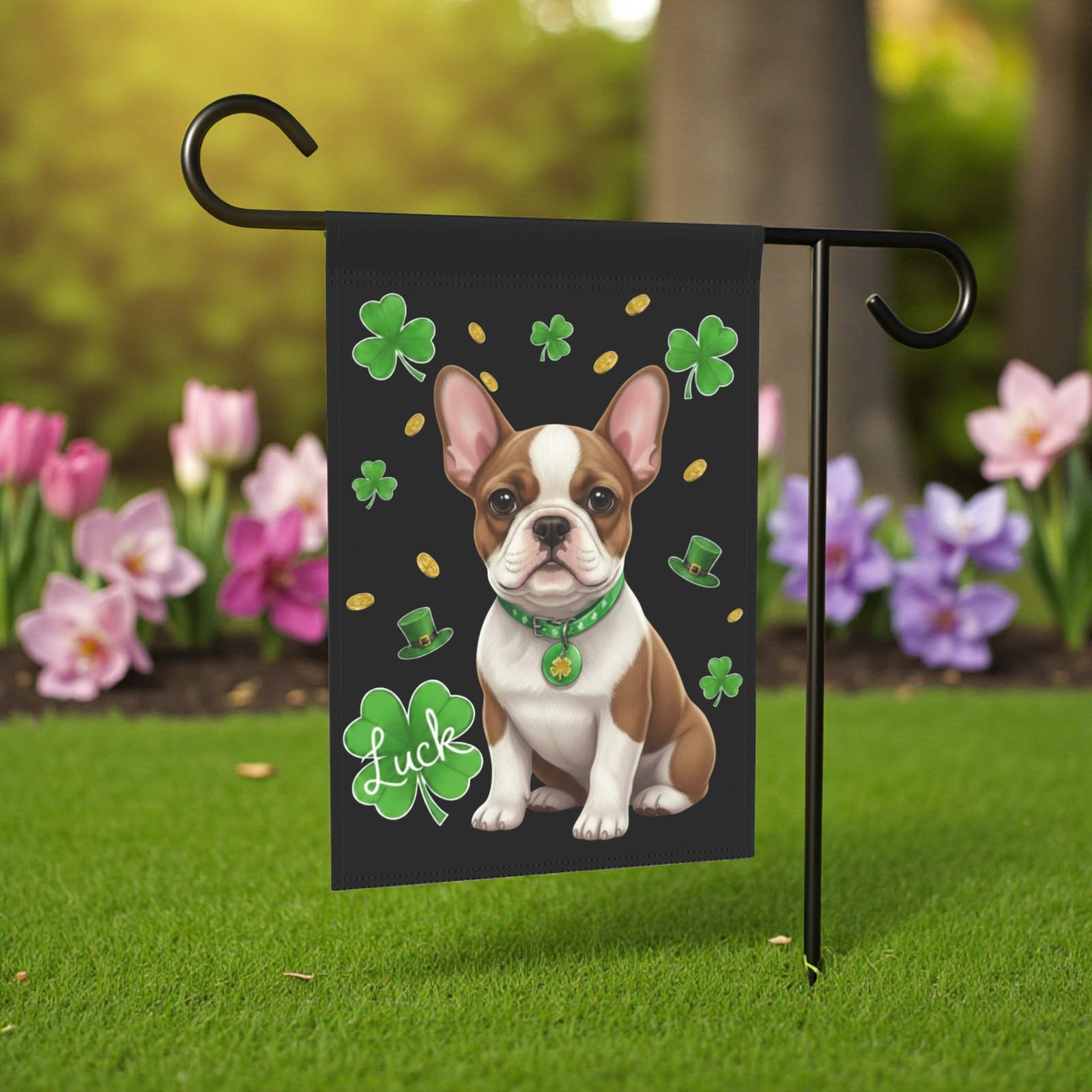 Luck French Bulldog St. Patrick’s Day Garden Flag - Image 6