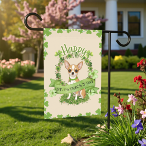 Happy St. Patrick’s Day Short Haired Chihuahua Garden Flag