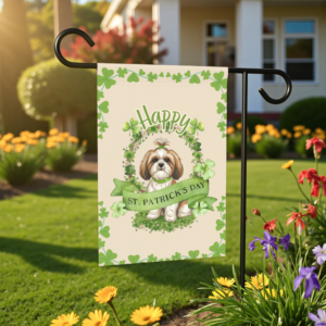Happy St. Patrick's Day Shih Tzu Garden Flag