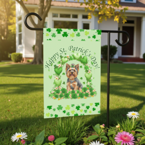 Happy St. Patrick's Day Arch Yorkshire Terrier Garden Flag