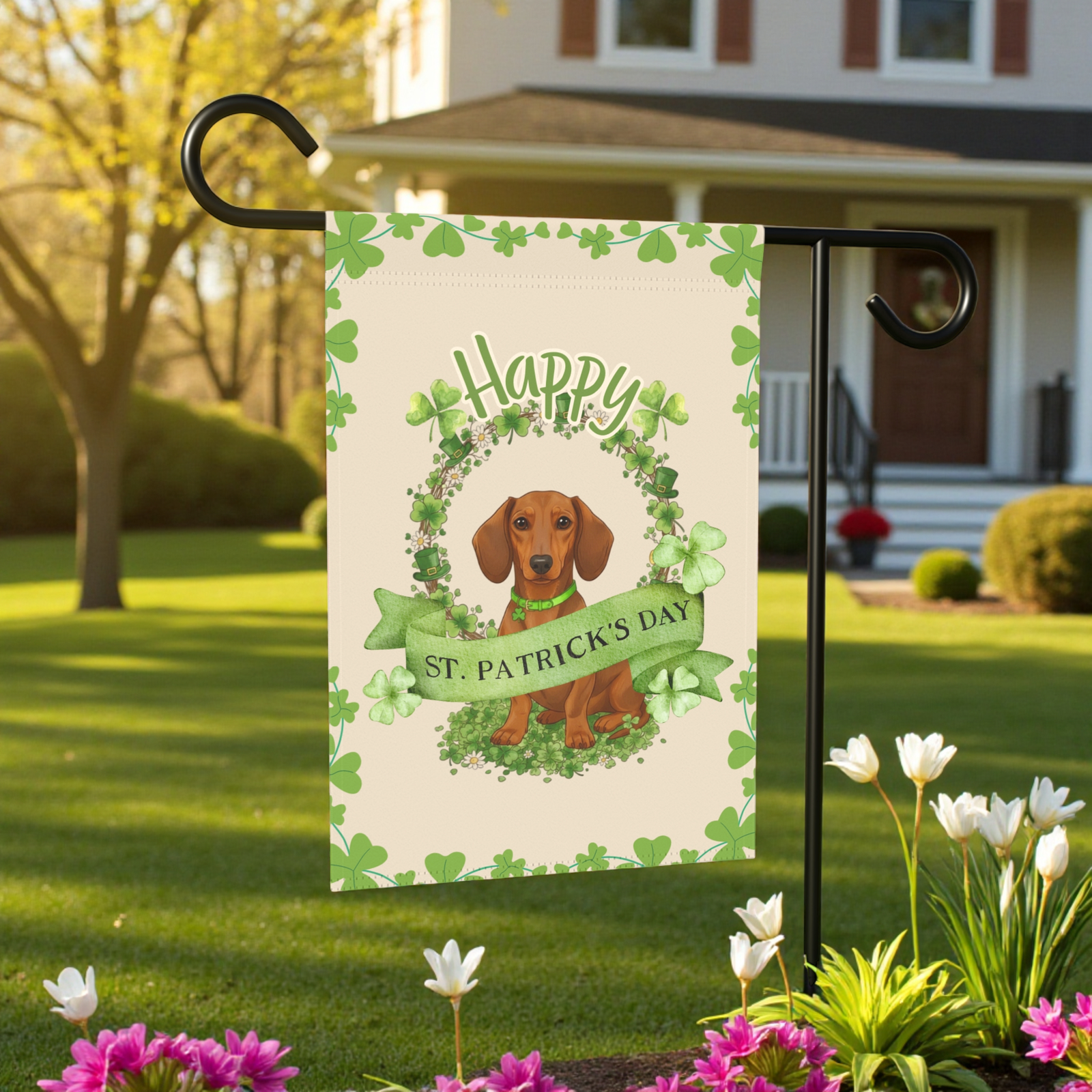 Happy St. Patrick's Day Dachshund Garden Flag - Image 5