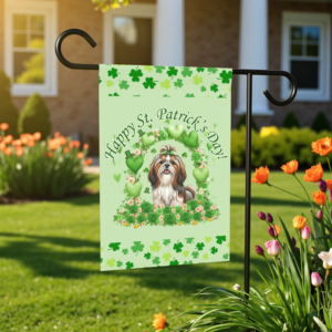 Happy St. Patrick's Day Shih Tzu Garden Flag
