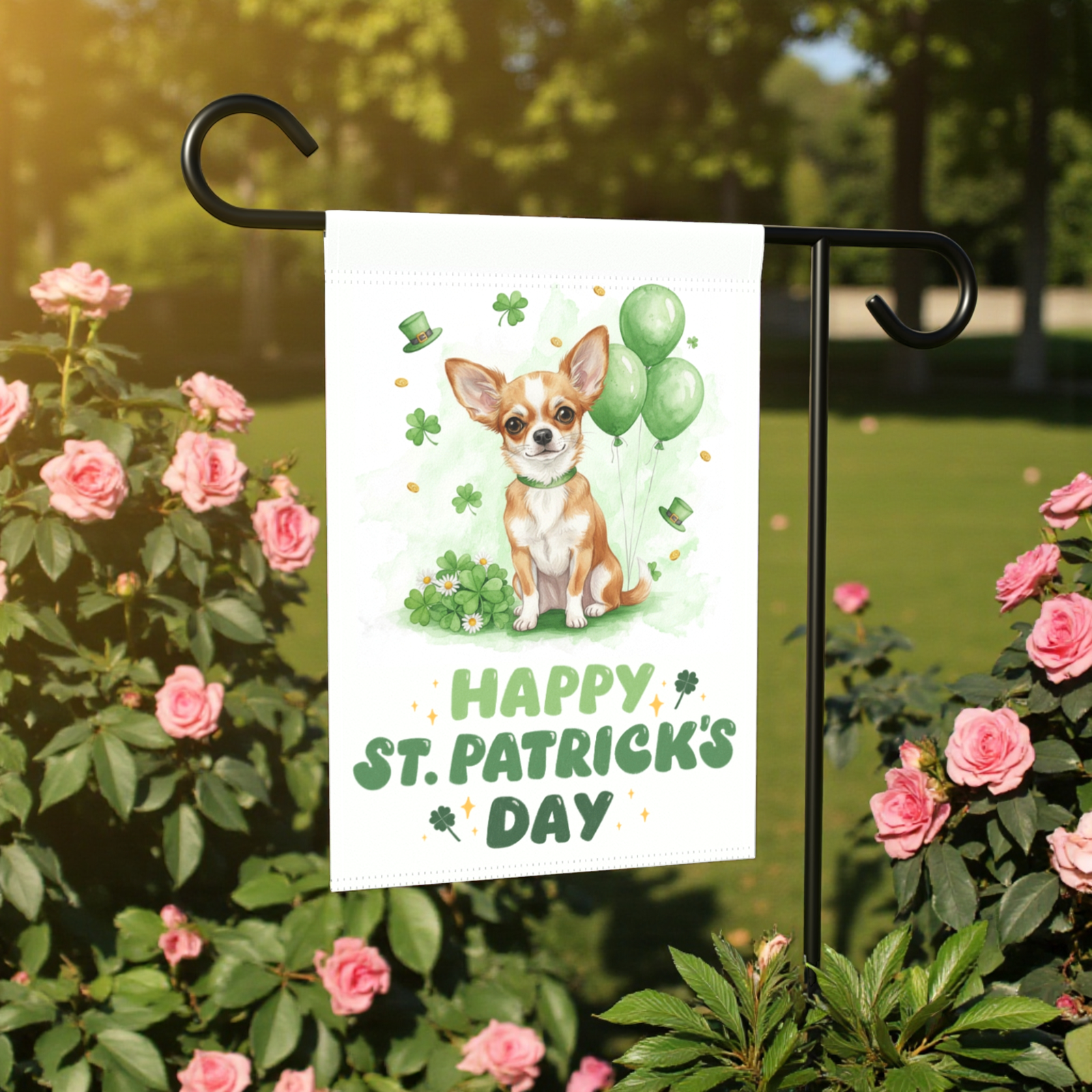 Short Haired Chihuahua St. Patrick’s Day Garden Flag - Image 5