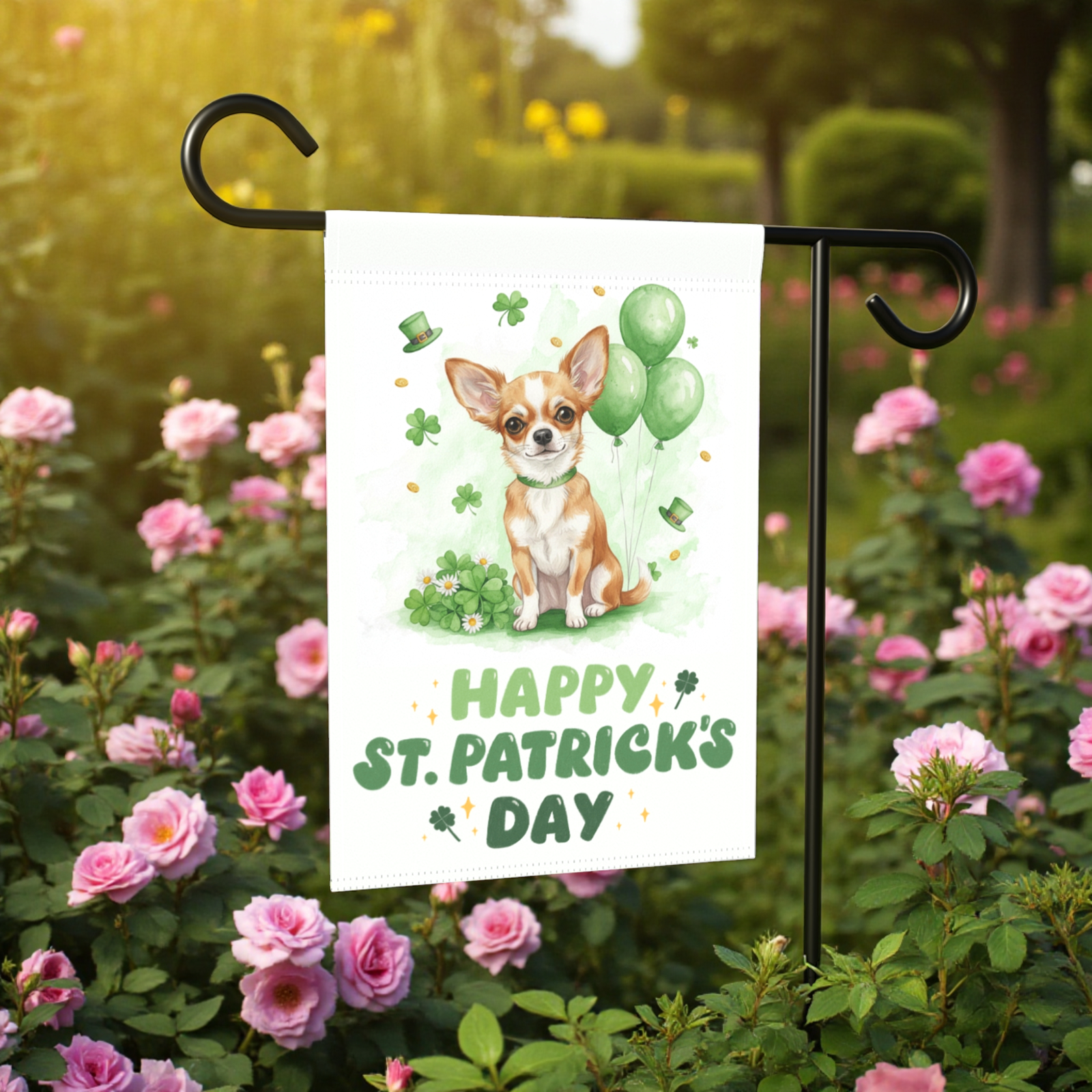 Short Haired Chihuahua St. Patrick’s Day Garden Flag - Image 6
