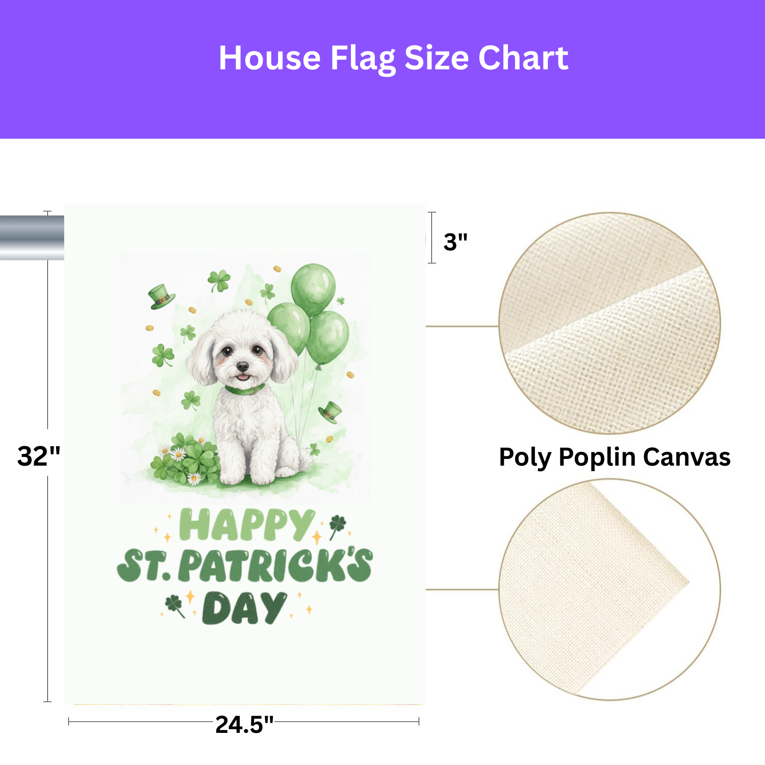 White Toy Poodle St. Patrick’s Day Garden Flag - Image 4