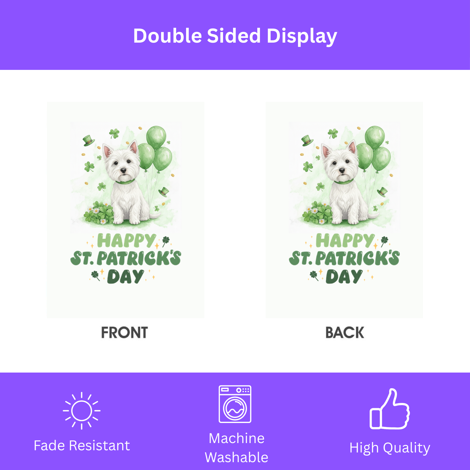 Westie St. Patrick's Day Garden Flag - Image 2