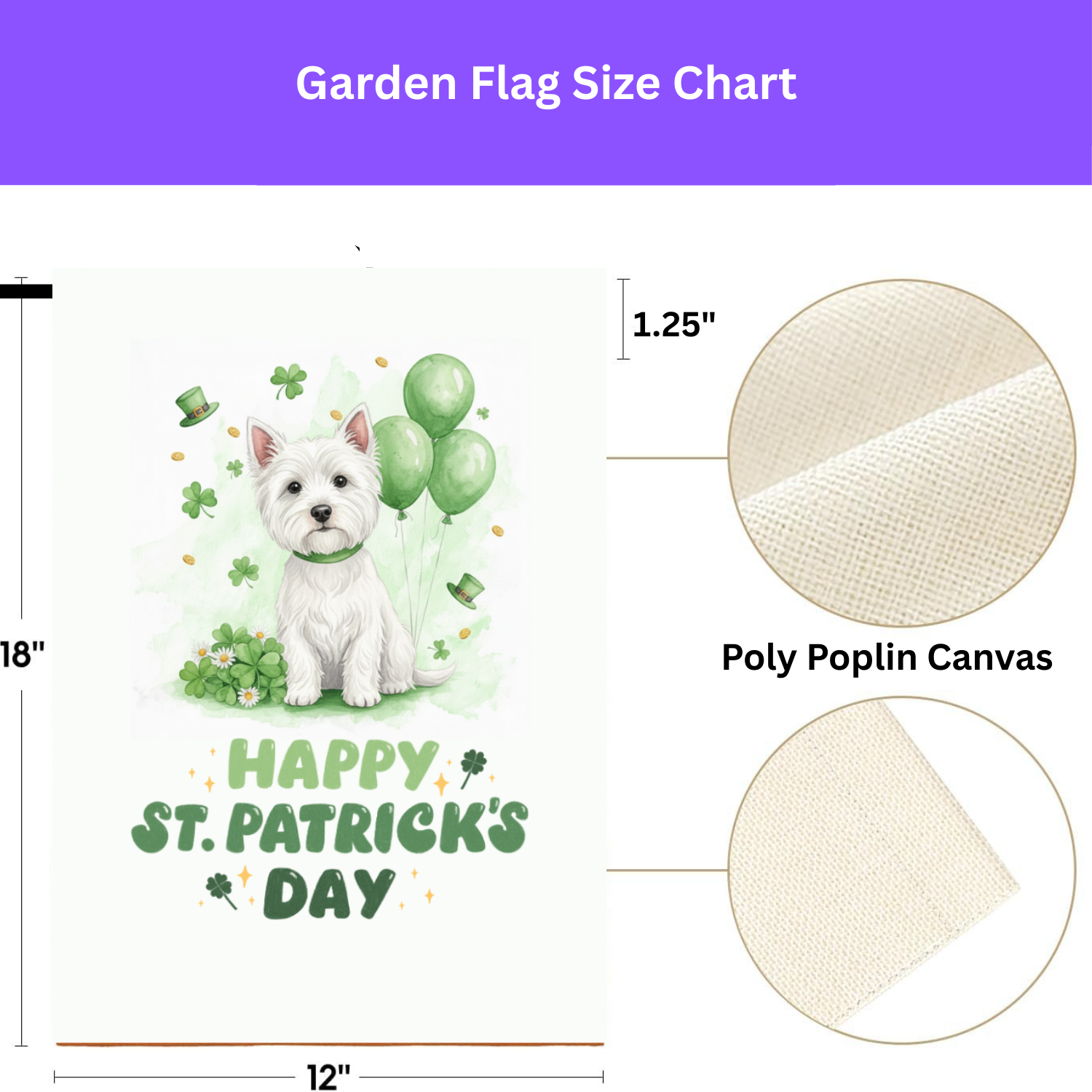 Westie St. Patrick's Day Garden Flag - Image 3