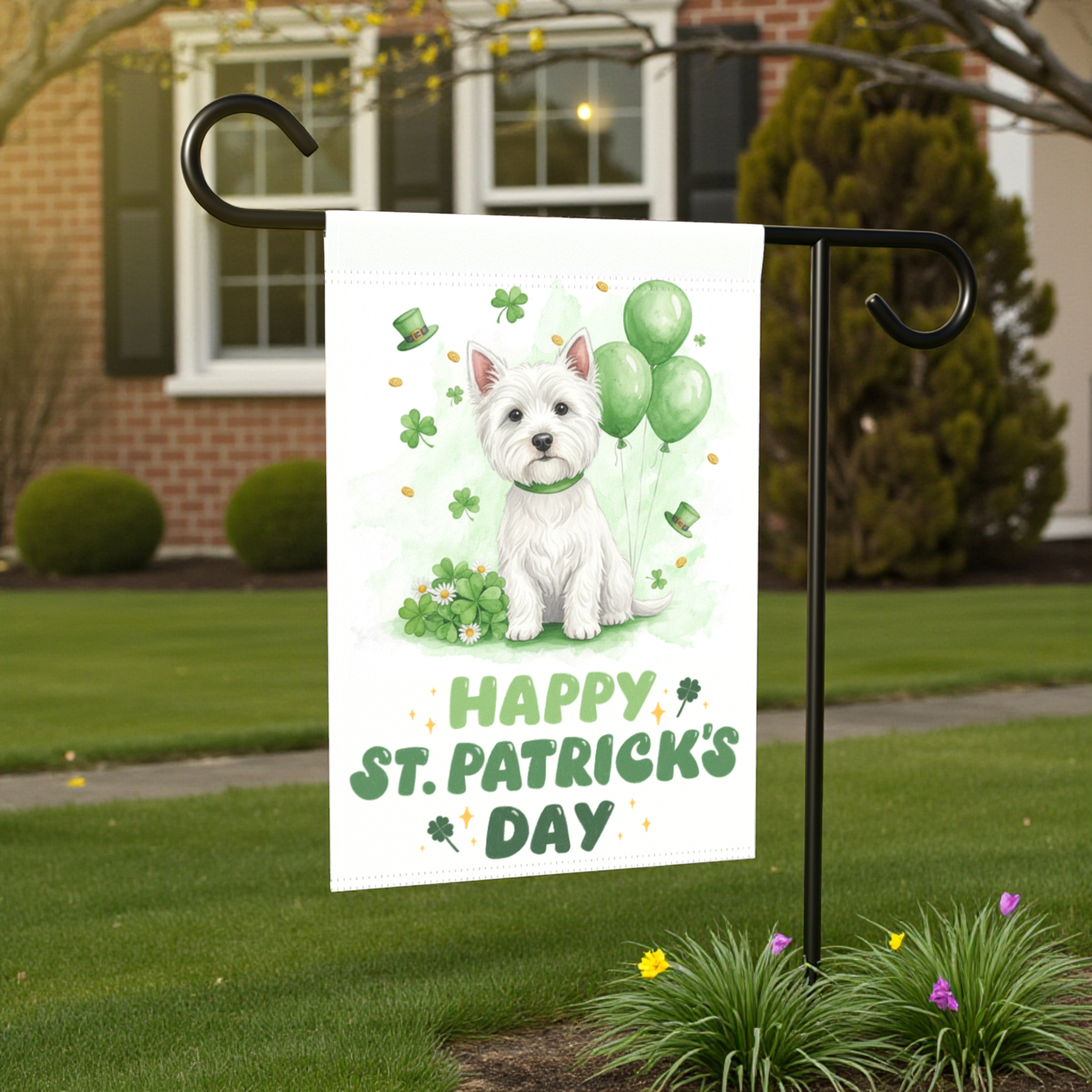 Westie St. Patrick's Day Garden Flag