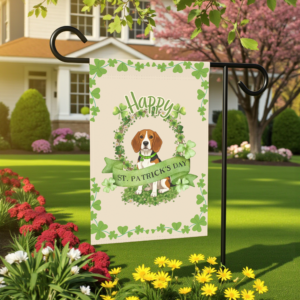 Happy St. Patrick's Day Beagle Garden Flag