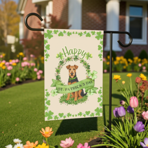 Happy St. Patrick’s Day Airedale Terrier Garden Flag