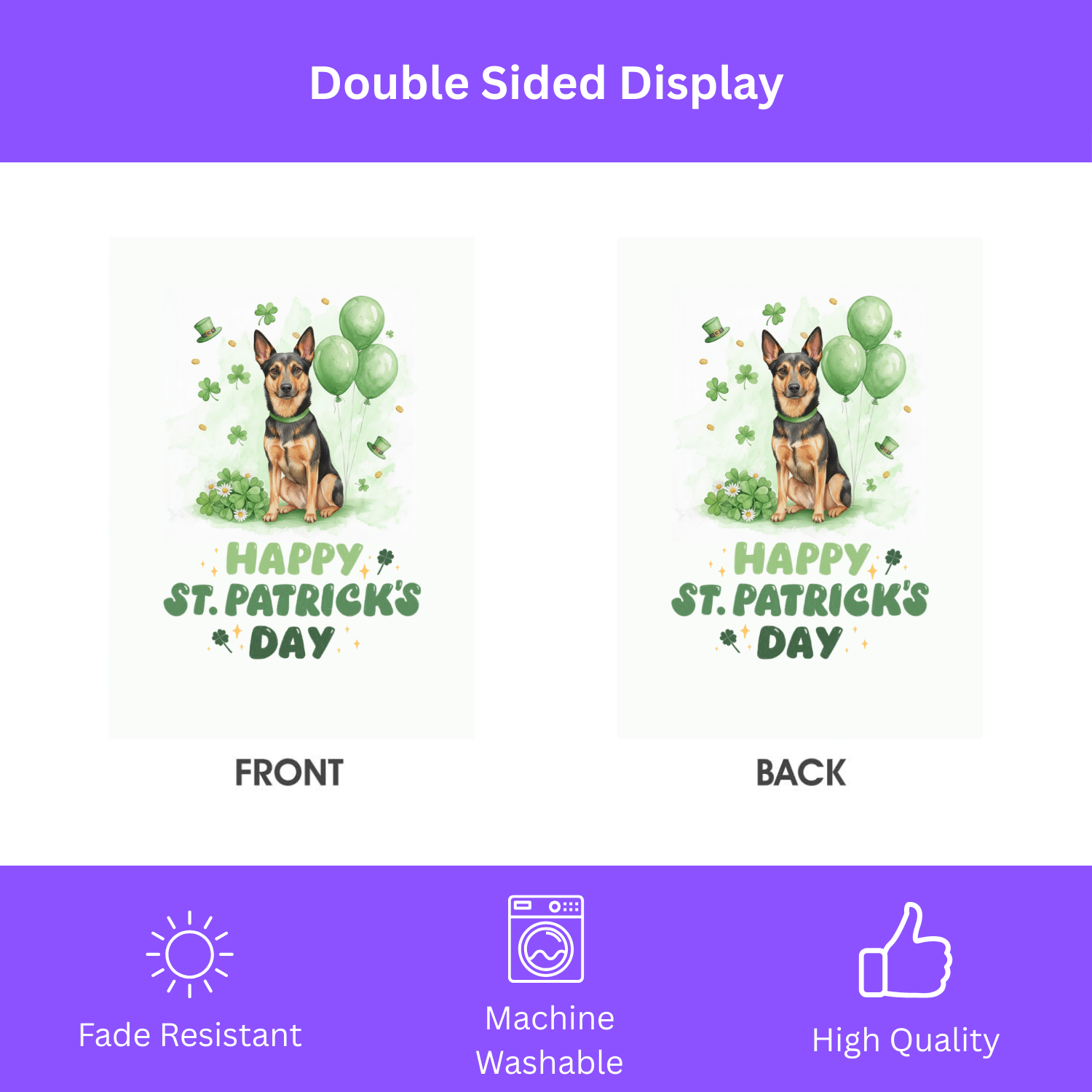 Australian Kelpie St. Patrick's Day Garden Flag - Image 2