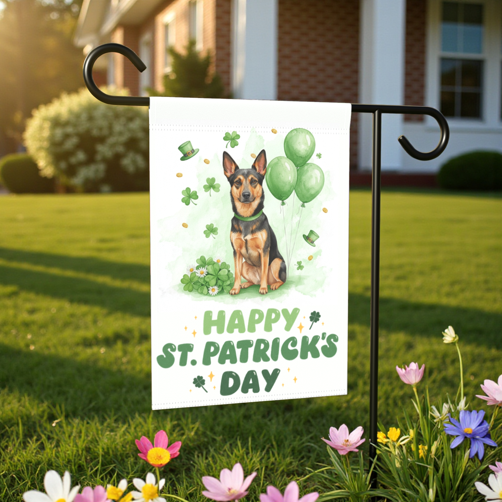 Australian Kelpie St. Patrick's Day Garden Flag