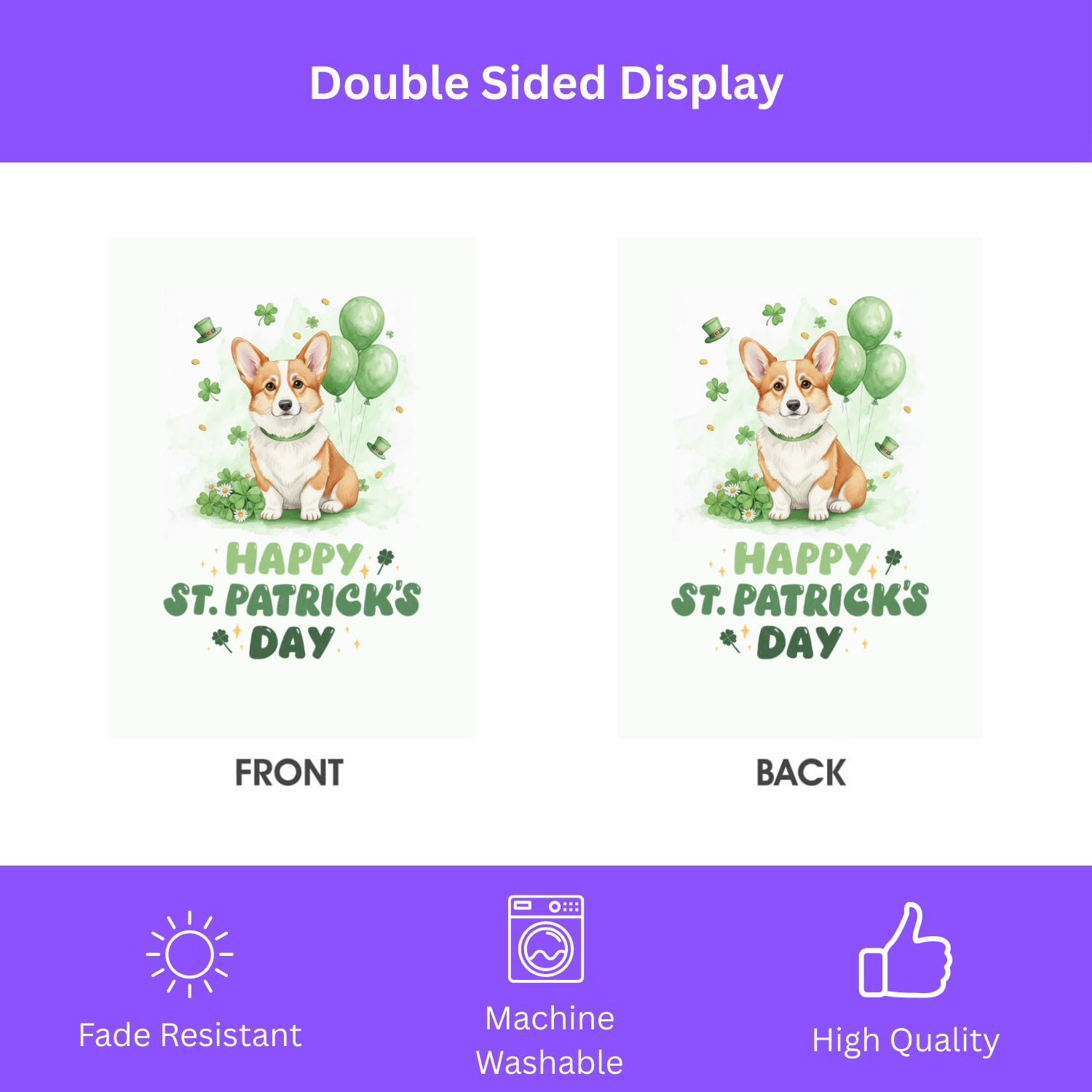 Corgi St. Patrick's Day Garden Flag - Image 2