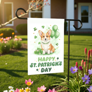 Corgi St. Patrick's Day Garden Flag