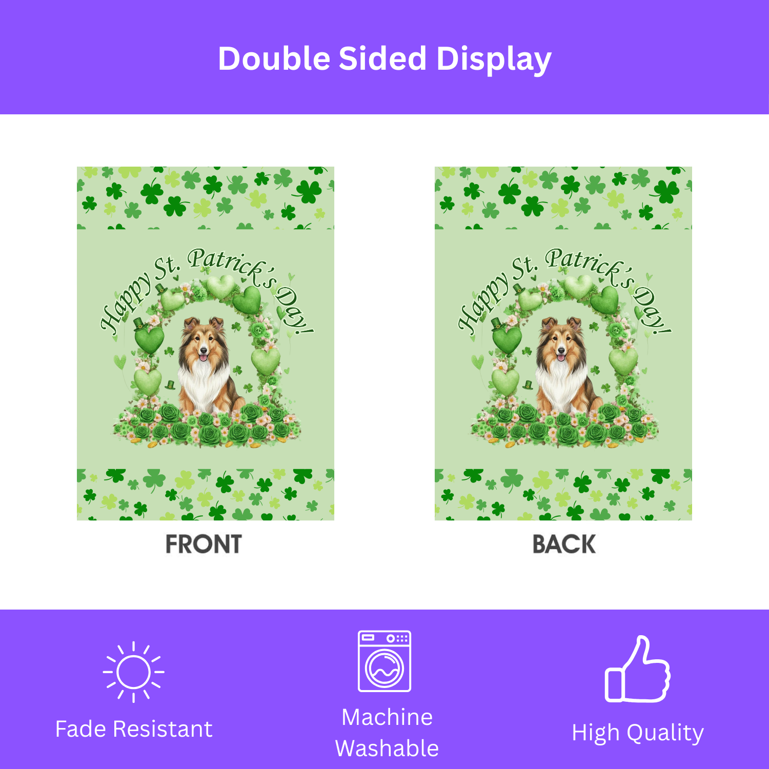Happy St. Patrick's Day Sheltie Garden Flag - Image 2