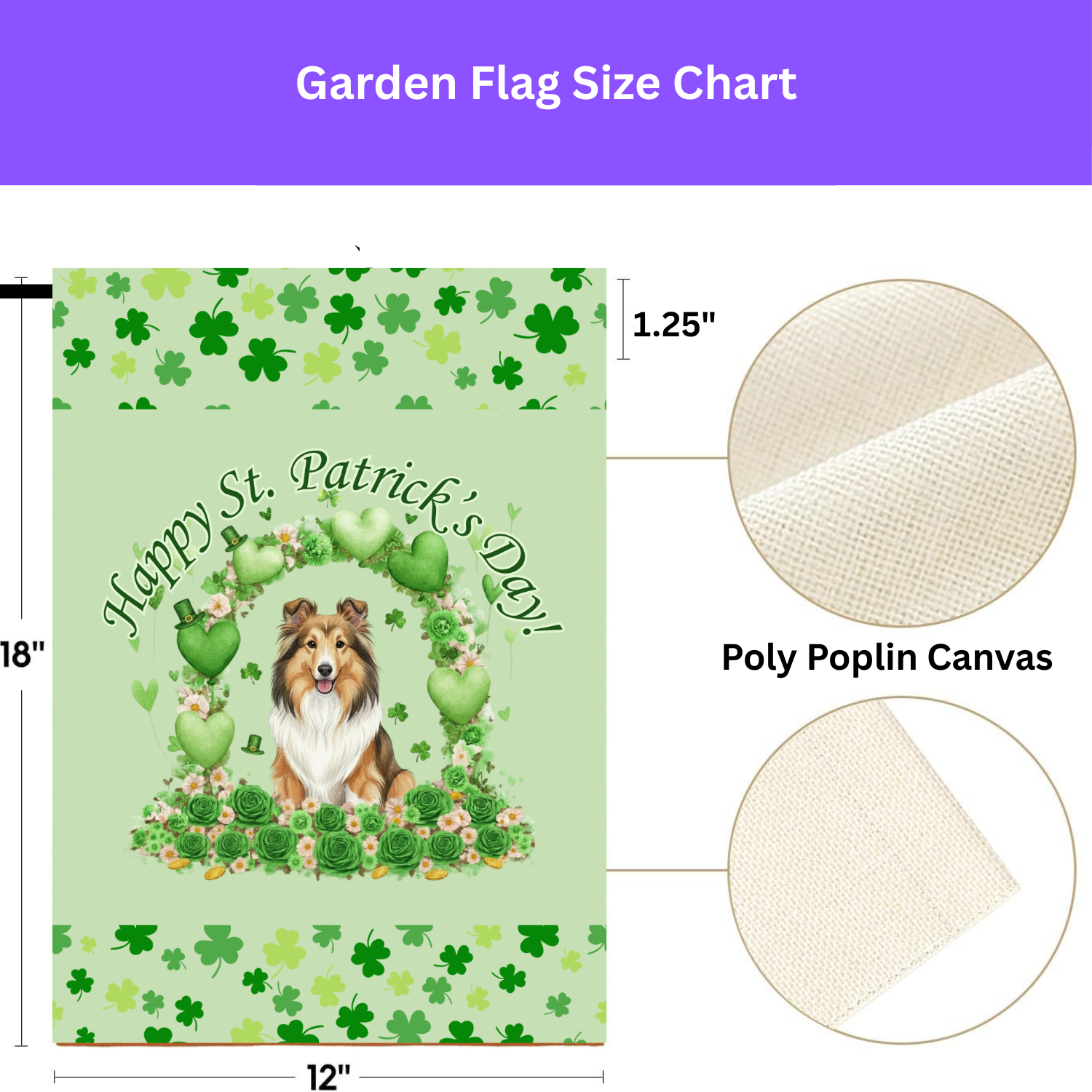 Happy St. Patrick's Day Sheltie Garden Flag - Image 3