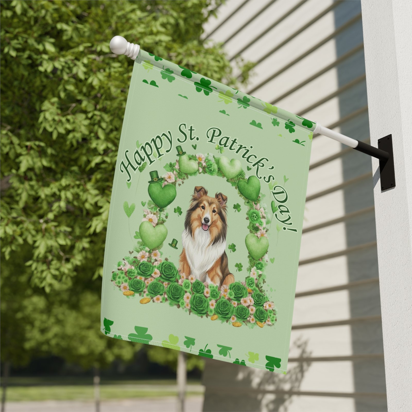 Happy St. Patrick's Day Sheltie Garden Flag - Image 8
