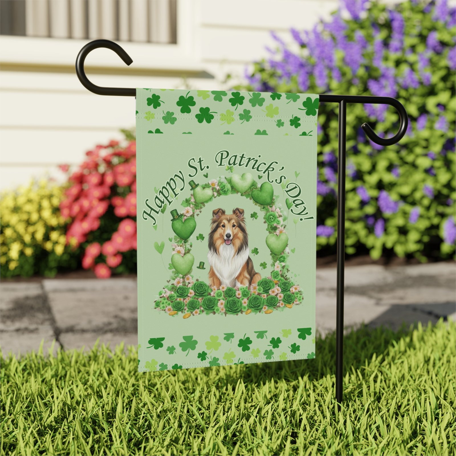 Happy St. Patrick's Day Sheltie Garden Flag - Image 7