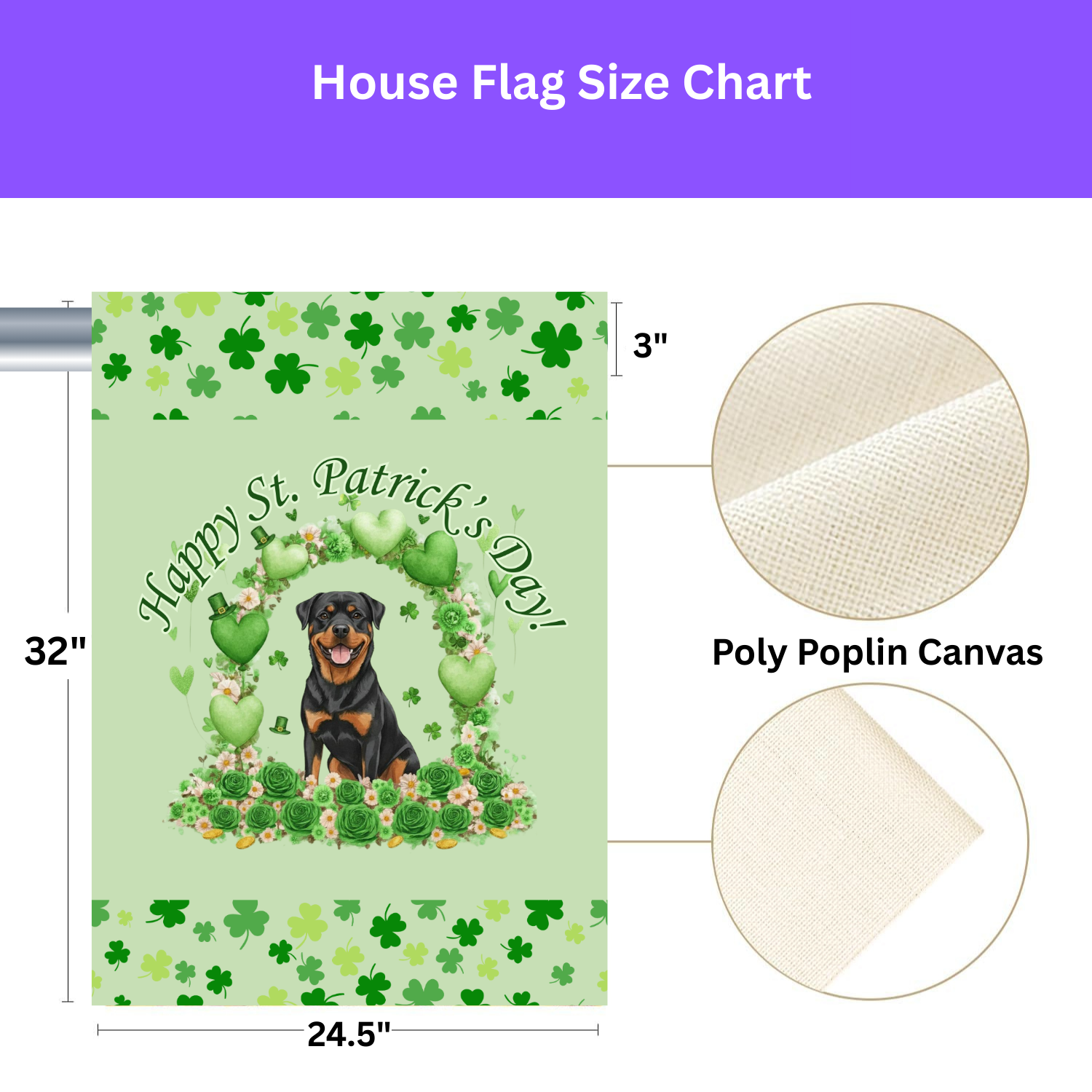 Happy St. Patrick's Day Rottweiler Garden Flag - Image 3