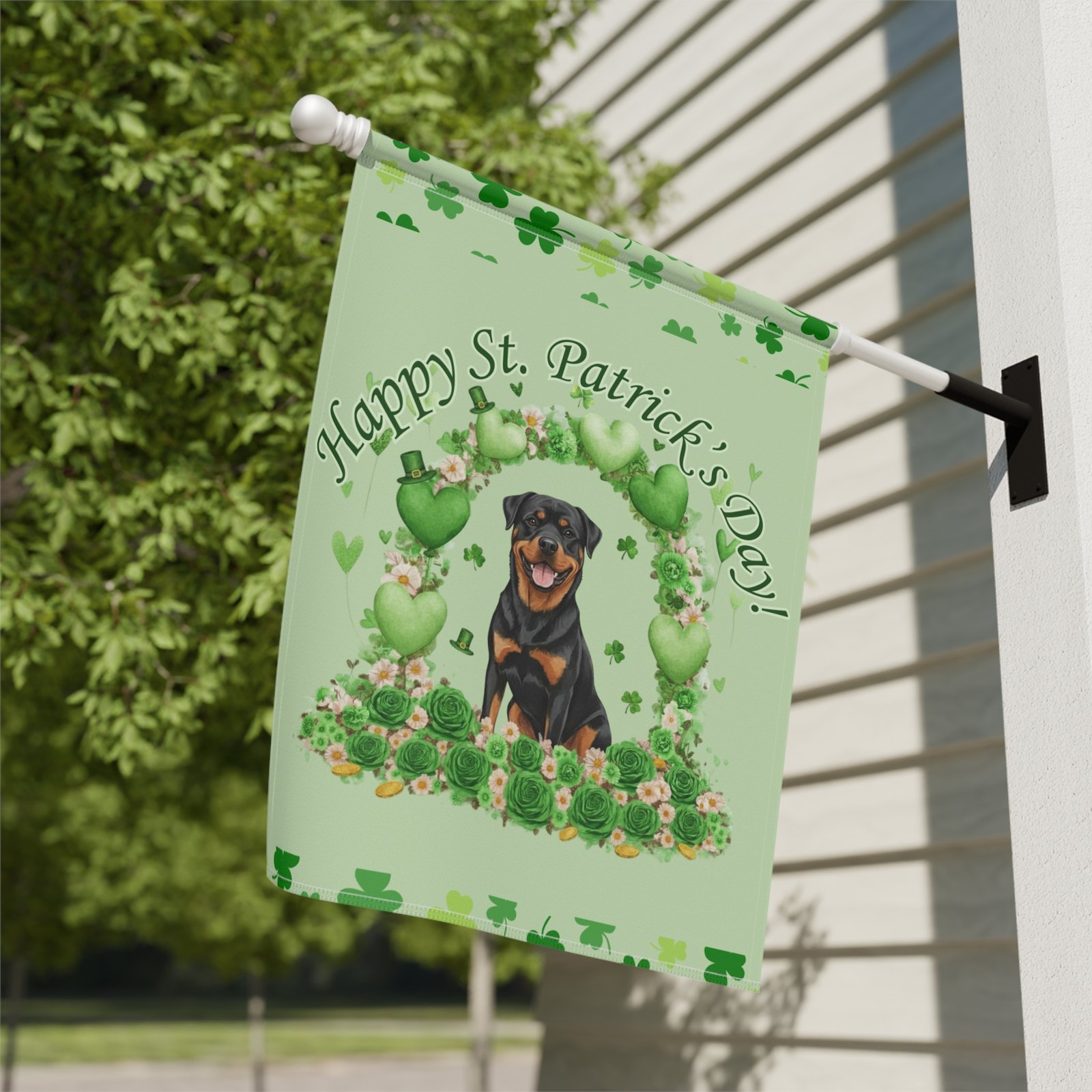 Happy St. Patrick's Day Rottweiler Garden Flag - Image 8