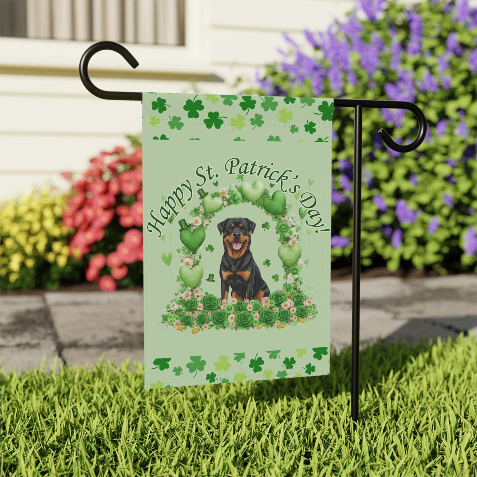 Happy St. Patrick's Day Rottweiler Garden Flag - Image 7