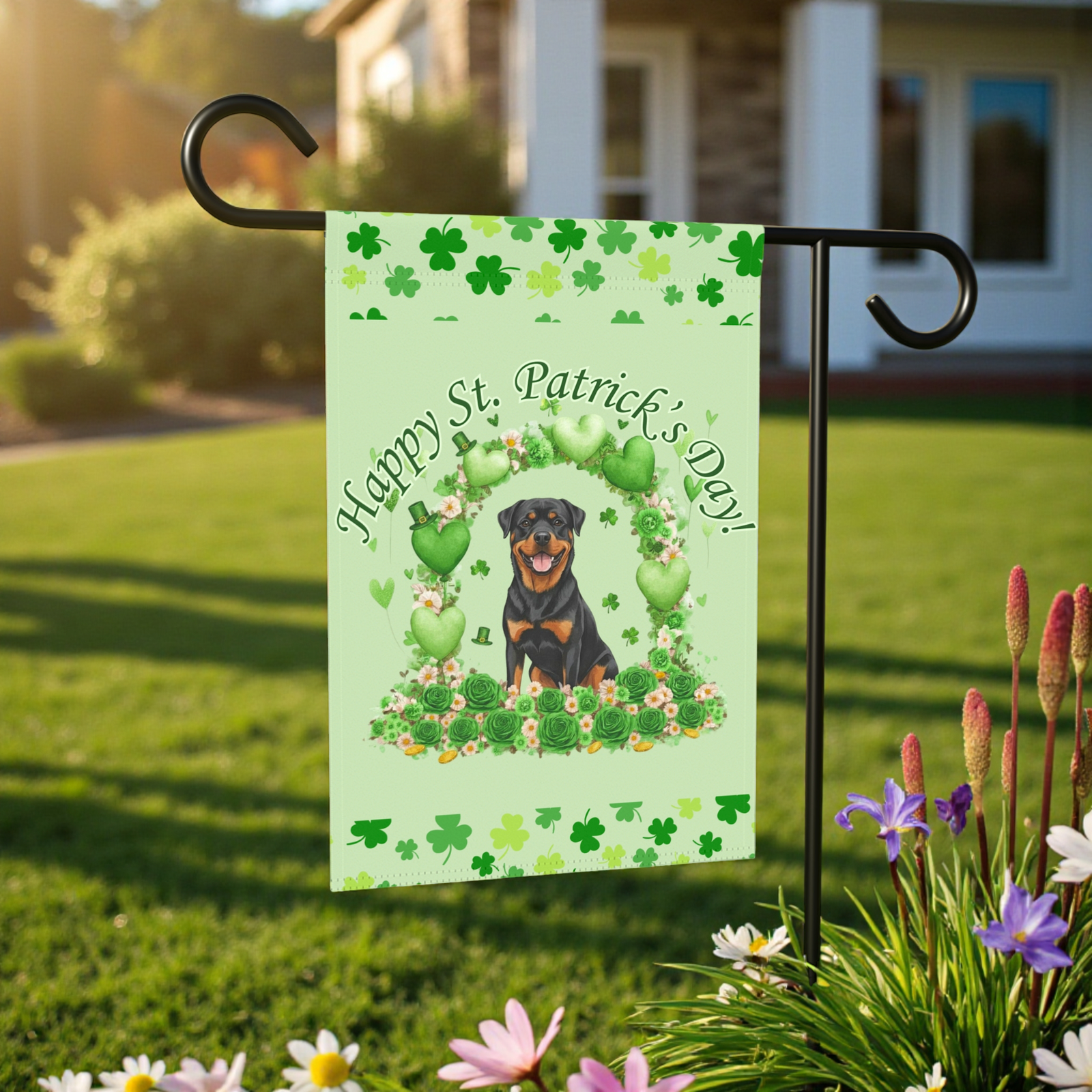 Happy St. Patrick's Day Rottweiler Garden Flag - Image 5